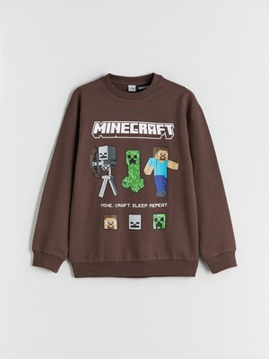 Lc Waikiki Yeni Sezon Bisiklet Yaka Minecraft Baskılı Erkek Çocuk Sweatshirt