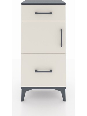Arges Komodin Tek Raflı 2 Çekmeceli Tek Kapaklı 44X30X96 Antrasit-Aytaşı