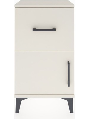 Arges Komodin Tek Raflı Tek Çekmeceli Tek Kapaklı 44X30X80 Aytaşı-Aytaşı