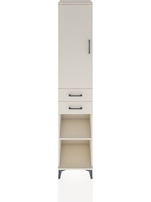 Hyperion Dolap 4 Raflı 2 Çekmeceli Tek Kapaklı 44X44X221 Aytaşı-Aytaşı