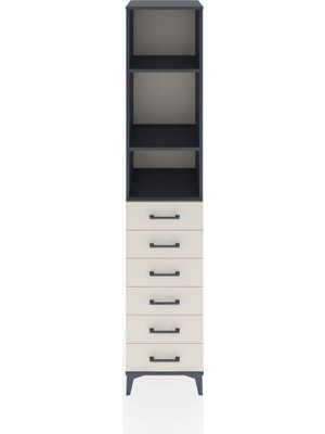 Hyperion Dolap 3 Raflı 6 Çekmeceli 44X44X221 Antrasit-Aytaşı