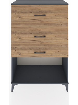 Hyperion Dolap 3 Çekmeceli 88X44X134 Antrasit-Çam