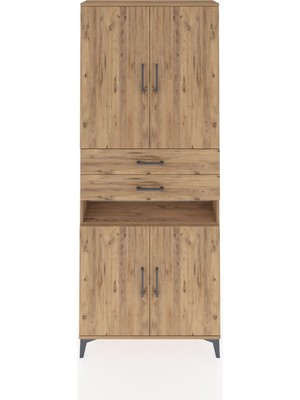 Arges Dolap 5 Raflı 2 Çekmeceli 4 Kapaklı 88X30X221 Çam-Çam