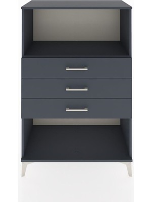 Hyperion Dolap Tek Raflı 3 Çekmeceli 88X44X134 Antrasit-Antrasit