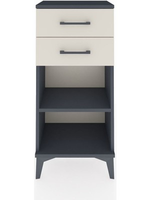 Arges Komodin Tek Raflı 2 Çekmeceli 44X30X96 Antrasit-Aytaşı