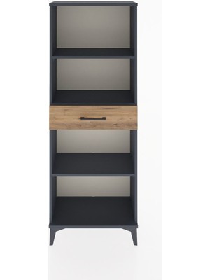 Arges Dolap 3 Raflı Tek Çekmeceli 60X30X163 Antrasit-Çam