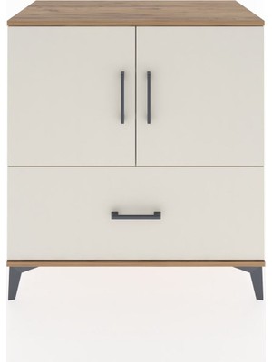 Hyperion Şifonyer 3 Raflı Tek Çekmeceli 2 Kapaklı 88X44X96 Çam-Aytaşı