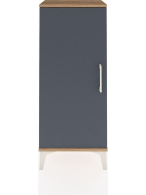 Arges Komodin 2 Raflı Tek Kapaklı 44X30X106 Çam-Antrasit