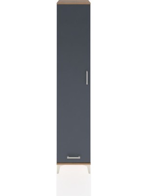 Hyperion Dolap 5 Raflı Tek Çekmeceli Tek Kapaklı 44X44X221 Çam-Antrasit