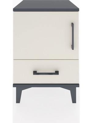 Hyperion Komodin Tek Raflı Tek Çekmeceli Tek Kapaklı 44X44X64 Antrasit-Aytaşı