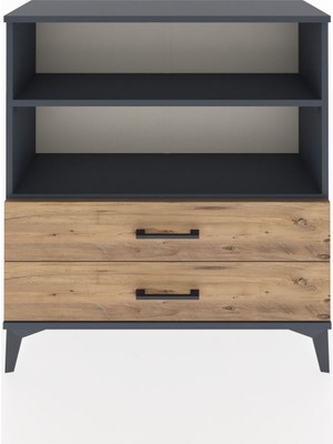 Arges Şifonyer 2 Raflı 2 Çekmeceli 88X30X96 Antrasit-Çam