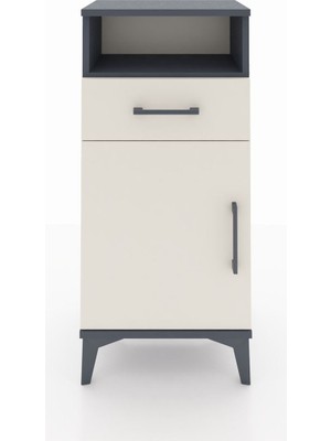 Arges Komodin 2 Raflı Tek Çekmeceli Tek Kapaklı 44X30X96 Antrasit-Aytaşı