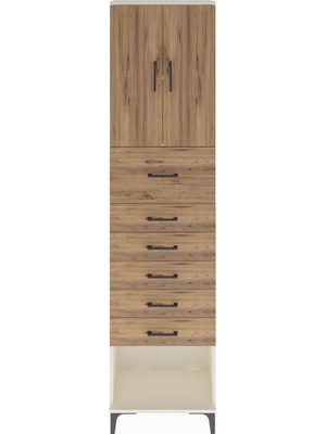 Arges Dolap 2 Raflı 6 Çekmeceli 2 Kapaklı 60X30X243 Aytaşı-Çam