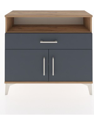 Arges Şifonyer 2 Raflı Tek Çekmeceli 2 Kapaklı 88X30X80 Çam-Antrasit
