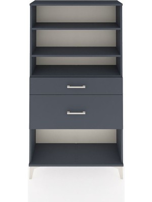 Arges Dolap 3 Raflı 2 Çekmeceli 88X30X163 Antrasit-Antrasit