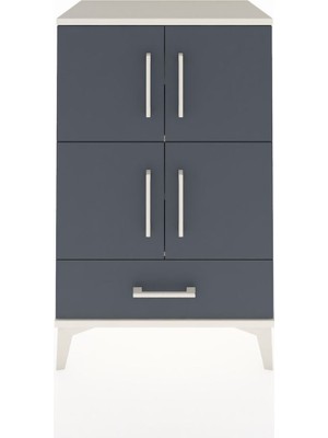 Hyperion Komodin 4 Raflı Tek Çekmeceli 4 Kapaklı 60X44X96 Aytaşı-Antrasit