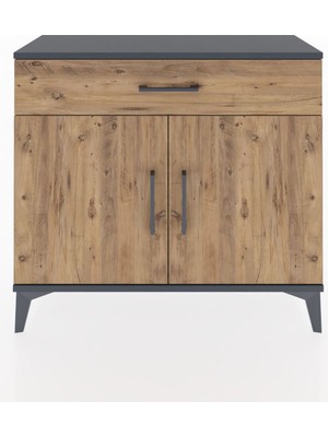 Arges Şifonyer Tek Raflı Tek Çekmeceli 2 Kapaklı 88X30X80 Antrasit-Çam
