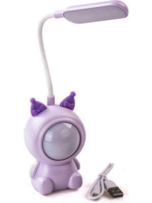 Mor Kuromi Temalı USB Şarjlı Masa Lambası ve Kalem Tıraş Seti