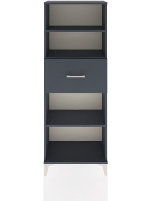 Arges Dolap 3 Raflı Tek Çekmeceli 60X30X163 Antrasit-Antrasit