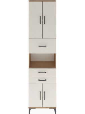 Arges Dolap 3 Raflı 3 Çekmeceli 4 Kapaklı 60X30X243 Çam-Aytaşı