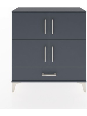 Arges Şifonyer 4 Raflı Tek Çekmeceli 4 Kapaklı 88X30X96 Antrasit-Antrasit