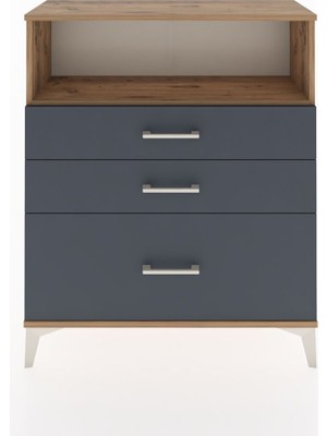 Arges Şifonyer Tek Raflı 3 Çekmeceli 88X30X106 Çam-Antrasit