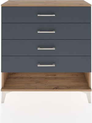 Arges Şifonyer 4 Çekmeceli 88X30X96 Çam-Antrasit