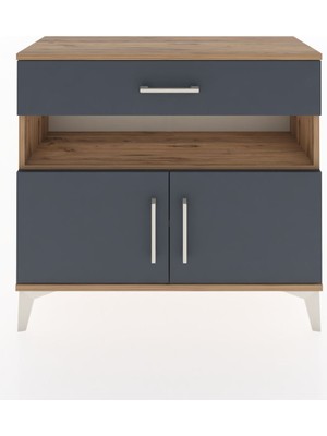 Arges Şifonyer 2 Raflı Tek Çekmeceli 2 Kapaklı 88X30X80 Çam-Antrasit