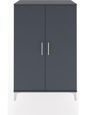 Hyperion Dolap Tek Raflı 2 Kapaklı Tek Askılı 88X44X134 Antrasit-Antrasit
