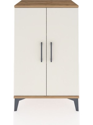 Hyperion Komodin 2 Raflı 2 Kapaklı 60X44X96 Çam-Aytaşı