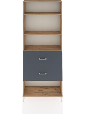 Arges Dolap 3 Raflı 2 Çekmeceli 88X30X221 Çam-Antrasit