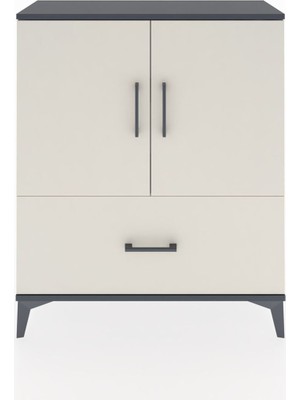 Arges Şifonyer 2 Raflı Tek Çekmeceli 2 Kapaklı 88X30X106 Antrasit-Aytaşı