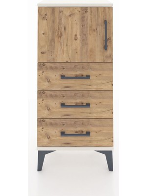 Arges Komodin Tek Raflı 3 Çekmeceli Tek Kapaklı 44X30X96 Aytaşı-Çam