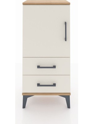 Arges Komodin 2 Raflı 2 Çekmeceli Tek Kapaklı 44X30X96 Çam-Aytaşı