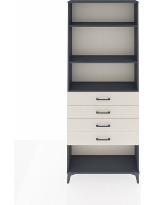 Arges Dolap 3 Raflı 4 Çekmeceli 88X30X221 Antrasit-Aytaşı