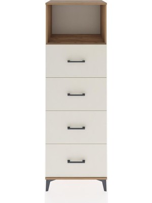 Hyperion Dolap Tek Raflı 4 Çekmeceli 60X44X182 Çam-Aytaşı
