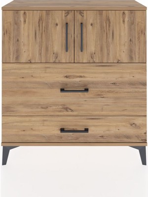 Arges Şifonyer 2 Raflı 2 Çekmeceli 2 Kapaklı 88X30X96 Çam-Çam