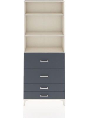 Arges Dolap 3 Raflı 4 Çekmeceli 88X30X221 Aytaşı-Antrasit
