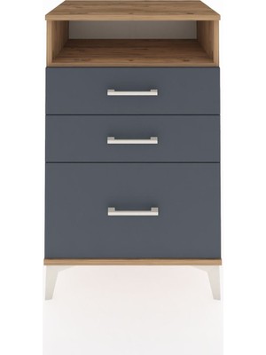 Hyperion Komodin Tek Raflı 3 Çekmeceli 60X44X96 Çam-Antrasit