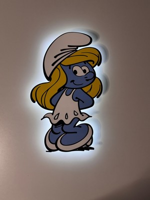 Çocuk Odası Ahşap Şirinler Şirine Gece Lambası 20X33 Çok Renkli