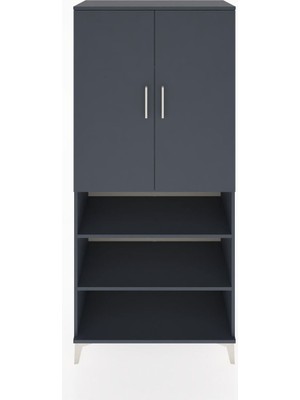 Hyperion Dolap 5 Raflı 2 Kapaklı 88X44X195 Antrasit-Antrasit
