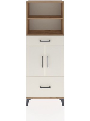 Arges Dolap 4 Raflı 2 Çekmeceli 2 Kapaklı 60X30X163 Çam-Aytaşı