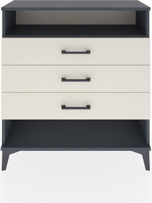 Arges Şifonyer Tek Raflı 3 Çekmeceli 88X30X96 Antrasit-Aytaşı