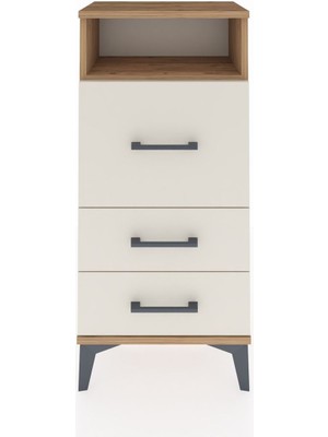 Arges Komodin Tek Raflı 3 Çekmeceli 44X30X96 Çam-Aytaşı