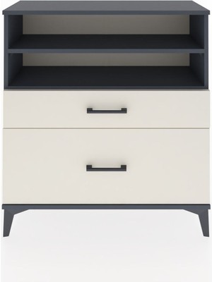 Arges Şifonyer 2 Raflı 2 Çekmeceli 88X30X96 Antrasit-Aytaşı