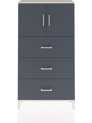 Arges Dolap 2 Raflı 3 Çekmeceli 2 Kapaklı 88X30X163 Aytaşı-Antrasit