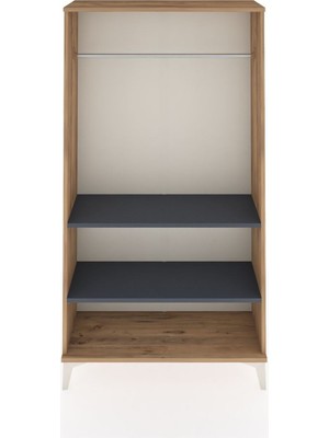 Arges Dolap 2 Raflı Kapaklı Tek Askılı 88X30X163 Çam-Antrasit