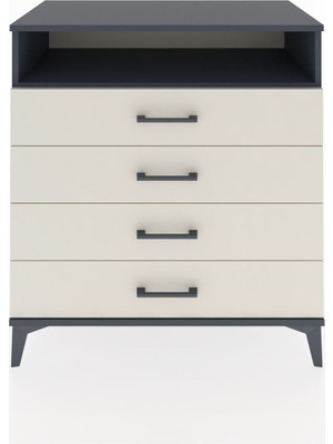 Hyperion Şifonyer Tek Raflı 4 Çekmeceli 88X44X96 Antrasit-Aytaşı