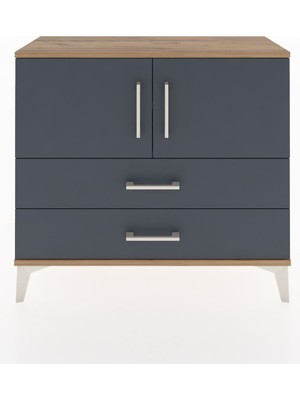 Arges Şifonyer 2 Raflı 2 Çekmeceli 2 Kapaklı 88X30X80 Çam-Antrasit