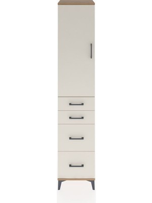 Hyperion Dolap 2 Raflı 4 Çekmeceli Tek Askılı 44X44X221 Çam-Aytaşı